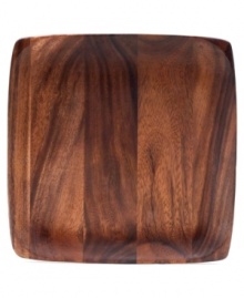 This multi-tasking square plate serves a generous individual meal or a spread of appetizers. With lightly beveled edges and beautiful grain-textured medium brown wood, Noritake refines the rustic appeal of wood with the Kona Wood collection. This multi-tasking square plate serves a generous individual meal or a spread of appetizers. With lightly beveled edges and beautiful grain-textured medium brown wood, Noritake refines the rustic appeal of wood with the Kona Wood collection.
