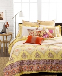 The Colorful Kilim decorative pillow transforms your bed into a modern work of art with a landscape of embroidered designs and tassel accents. Zipper closure. The Colorful Kilim decorative pillow transforms your bed into a modern work of art with a landscape of embroidered designs and tassel accents. Zipper closure.