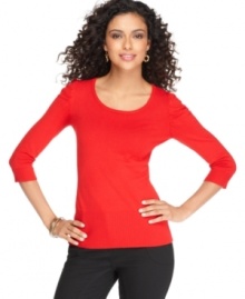 Just a touch of ruching sets Joseph A's sweater apart from the rest – the unique shoulders give this classic a contemporary look! Just a touch of ruching sets Joseph A's sweater apart from the rest – the unique shoulders give this classic a contemporary look!