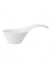 Explore new shapes for your table with the innovative New Wave dip bowl, featuring a unique, handled design crafted of premium Villeroy & Boch porcelain. Explore new shapes for your table with the innovative New Wave dip bowl, featuring a unique, handled design crafted of premium Villeroy & Boch porcelain.