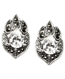 Show your elegant side. Judith Jack's earrings are crafted from sterling silver with marcasite (8/25 ct. t.w.), cubic zirconia (2-3/5 ct. t.w.) and white crystal (1/25 ct. t.w.) providing a lustrous touch. Approximate drop: 6/10 inch. Approximate diameter: 4/10 inch.