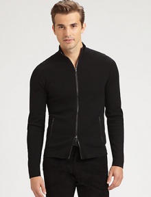 Luxuriously crafted in the finest Italian merino wool, a sleek full-zip sweater is tailored in a trim, contemporary silhouette for masculine polish.Double-zip frontSide zip pocketsMerino woolDry cleanMade in Italy Luxuriously crafted in the finest Italian merino wool, a sleek full-zip sweater is tailored in a trim, contemporary silhouette for masculine polish.Double-zip frontSide zip pocketsMerino woolDry cleanMade in Italy