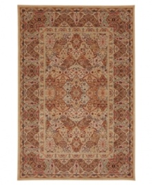 Grand-scale style rich with meticulous details. This elegant area rug from Karastan interprets timeless designs in a fresh, crisp palette of soft camel hues, woven from a lush nylon pile that delivers softness underfoot and superb resistance to everyday wear. Grand-scale style rich with meticulous details. This elegant area rug from Karastan interprets timeless designs in a fresh, crisp palette of soft camel hues, woven from a lush nylon pile that delivers softness underfoot and superb resistance to everyday wear.