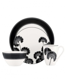 Dining redesigned. Artist Florence Broadhurt's timeless Japanese Floral print comes to modern tables in this graphic black-and-white place setting from the kate spade new york dinnerware collection. Dining redesigned. Artist Florence Broadhurt's timeless Japanese Floral print comes to modern tables in this graphic black-and-white place setting from the kate spade new york dinnerware collection.