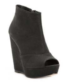 Chinese Laundry's Mix Tape peep-toe ankle booties are a perfect transition piece to take you from summer to fall. Chinese Laundry's Mix Tape peep-toe ankle booties are a perfect transition piece to take you from summer to fall.