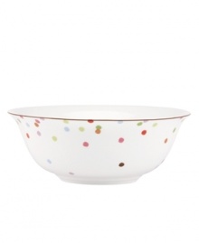 Have more fun at the table with the playful confetti pattern and sublime durability of this Market Street Green serving bowl by kate spade. Have more fun at the table with the playful confetti pattern and sublime durability of this Market Street Green serving bowl by kate spade.
