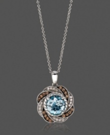 Let your style do the talking in this elegant statement necklace by Le Vian. Crafted in 14k white gold, a round-cut aquamarine (1-1/2 ct. t.w.) serves as the focal point amidst swirls of round-cut chocolate diamonds (1/6 ct. t.w.) and white diamond accents. Approximate length: 18 inches. Approximate drop: 1/2 inch. Let your style do the talking in this elegant statement necklace by Le Vian. Crafted in 14k white gold, a round-cut aquamarine (1-1/2 ct. t.w.) serves as the focal point amidst swirls of round-cut chocolate diamonds (1/6 ct. t.w.) and white diamond accents. Approximate length: 18 inches. Approximate drop: 1/2 inch.