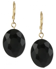 Own the night with this pair of earrings from Kenneth Cole New York. A faceted black oval bead lies at the center of these earrings crafted from gold-tone mixed metal. Approximate drop: 1-1/2 inches.