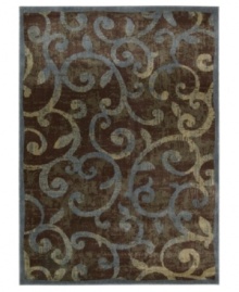 Retreat to a comfortable new space. This distinctive rug offers a slightly worn look, graced with a beautiful vinery pattern in varying shades of blue, beige and black. Created from a durable blend of polypropylene and acrylic, the Expressions rug is designed to retain both its color and its luxuriously dense weave for years to come. Retreat to a comfortable new space. This distinctive rug offers a slightly worn look, graced with a beautiful vinery pattern in varying shades of blue, beige and black. Created from a durable blend of polypropylene and acrylic, the Expressions rug is designed to retain both its color and its luxuriously dense weave for years to come.