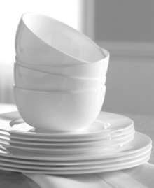 Set 5-star standards for your table. A new, affordable luxury from Hotel Collection, this Bone China set has a pure white glaze and sleek fluidity to impress every guest. Superior craftsmanship yields this translucent dinnerware. The dishes also have a delicate look and exceptional durability to cater virtually any occasion. Set 5-star standards for your table. A new, affordable luxury from Hotel Collection, this Bone China set has a pure white glaze and sleek fluidity to impress every guest. Superior craftsmanship yields this translucent dinnerware. The dishes also have a delicate look and exceptional durability to cater virtually any occasion.