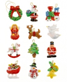 A little goes a long way in the case of Kurt Adler's mini Christmas ornaments. An angel, reindeer, sleigh and more irresistible holiday figures are big on personality and covered in gold glitter. A little goes a long way in the case of Kurt Adler's mini Christmas ornaments. An angel, reindeer, sleigh and more irresistible holiday figures are big on personality and covered in gold glitter.