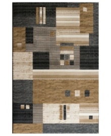 Modern patchwork meets distressed striping in calming hues upon this Jamestown area rug from Kenneth Mink. Made in Turkey of durable heat-set polypropylene, this rug boasts unique texture with accents of carved detailing for pure style that endures. Modern patchwork meets distressed striping in calming hues upon this Jamestown area rug from Kenneth Mink. Made in Turkey of durable heat-set polypropylene, this rug boasts unique texture with accents of carved detailing for pure style that endures.