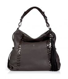 The classic hobo bag gets a luxe update with this stitch-detailed carryall from Henry Beguelin - Shoulder strap with dual buckles, slouchy shape, contrast stitching down front and back, logo charm and fringe detail, side strap detail - Pair with an elevated jeans-and-tee ensemble and platform statement heels The classic hobo bag gets a luxe update with this stitch-detailed carryall from Henry Beguelin - Shoulder strap with dual buckles, slouchy shape, contrast stitching down front and back, logo charm and fringe detail, side strap detail - Pair with an elevated jeans-and-tee ensemble and platform statement heels