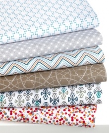 Boasting 220-thread count cotton twill fabric, this Bar III sheet set provides an ultra-soft layer on your bed. The decorative pattern creates extra dimension. Boasting 220-thread count cotton twill fabric, this Bar III sheet set provides an ultra-soft layer on your bed. The decorative pattern creates extra dimension.