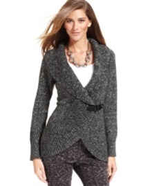 Want to keep warm without the bulk of a heavy jacket? This chic marled-knit cardigan from Style&co. is the perfect layering piece for fall!