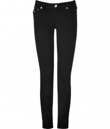 Elevate your go-to closet staples with these versatile black ultra-skinny jean leggings from True Religion - Five-pocket styling, logo detailed back flap pockets - Extra form-fitting - Style with cashmere pullovers and shearling lined boots