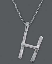 The perfect personalized gift. A polished sterling silver pendant features the letter H with a chic asymmetrical shape. Comes with a matching chain. Approximate length: 18 inches. Approximate drop: 3/4 inch. The perfect personalized gift. A polished sterling silver pendant features the letter H with a chic asymmetrical shape. Comes with a matching chain. Approximate length: 18 inches. Approximate drop: 3/4 inch.