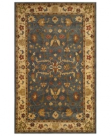 Elegance, restyled. The Petra collection updates traditional designs with warmth and bold details for a look that's right at home in your decor. In denim blue and ivory hues, this hand--tufted wool rug undergoes a special dye process for a beautiful, lustrous result. Elegance, restyled. The Petra collection updates traditional designs with warmth and bold details for a look that's right at home in your decor. In denim blue and ivory hues, this hand--tufted wool rug undergoes a special dye process for a beautiful, lustrous result.