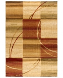 A modern, abstract design is rendered in muted crimson, golds and earthy colors in the Northport area rug for a sophisticated accent anywhere. Made in the USA of dense, yet luxuriously soft polypropylene, this area rug withstands heavy traffic with enduring style. A modern, abstract design is rendered in muted crimson, golds and earthy colors in the Northport area rug for a sophisticated accent anywhere. Made in the USA of dense, yet luxuriously soft polypropylene, this area rug withstands heavy traffic with enduring style.