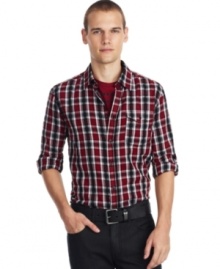 This plaid shirt by Kenneth Cole Reaction is ruggedly handsome.