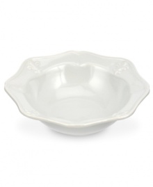 Embossed with the iconic lily, the Fleur de Lys cereal bowl from Portmeirion sets tables in the French tradition. Classic, scalloped stoneware in cool gray lends distinct old-world elegance to everyday dining. Embossed with the iconic lily, the Fleur de Lys cereal bowl from Portmeirion sets tables in the French tradition. Classic, scalloped stoneware in cool gray lends distinct old-world elegance to everyday dining.