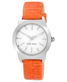 A splash of orange livens up this chic watch from Nine West.