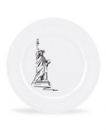 Set the table with a new point of view. Etched with Lady Liberty, the New York accent plate brings big city style to the understated elegance of Tin Can Alley dinnerware. Set the table with a new point of view. Etched with Lady Liberty, the New York accent plate brings big city style to the understated elegance of Tin Can Alley dinnerware.