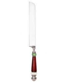 Spread good cheer around the table with the Holiday Gatherings cake knife. Lenox contrasts best-quality stainless steel with Christmas-colored accents in flatware that will serve you well season after season. Spread good cheer around the table with the Holiday Gatherings cake knife. Lenox contrasts best-quality stainless steel with Christmas-colored accents in flatware that will serve you well season after season.