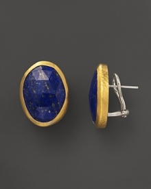 Bold lapis button earrings in 24K yellow gold and sterling silver. From Gurhan. Bold lapis button earrings in 24K yellow gold and sterling silver. From Gurhan.