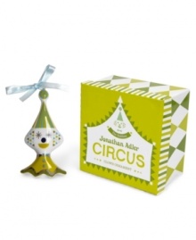 From the big top to the top of your tree, Jonathan Adler's circus clown will be the star attraction at every holiday in glossy green and white porcelain.