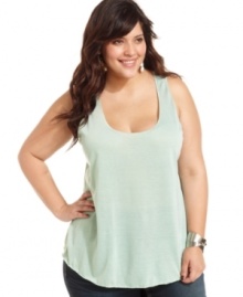 Get a winning casual look with American Rag's plus size tank top, featuring a racerback design.