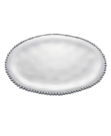 Pretty and polished, this Organics oval tray from Lenox's collection of serveware and serving dishes combines a natural shape in bright aluminum with a delicately beaded edge. Qualifies for Rebate Pretty and polished, this Organics oval tray from Lenox's collection of serveware and serving dishes combines a natural shape in bright aluminum with a delicately beaded edge. Qualifies for Rebate