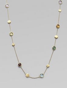 From the Jaipur Links Collection. Sparkling, multi-colored gemstones and abstracted, 18k gold discs drape delicately around the neck in elegant sophistication. Stones may include tourmaline, quartz, topaz, peridot, rhodolite garnet, iolite, tanzanite, aquamarine and apatite 18k gold Length, about 46 Lobster clasp Made in Italy Please note: Stones may vary. From the Jaipur Links Collection. Sparkling, multi-colored gemstones and abstracted, 18k gold discs drape delicately around the neck in elegant sophistication. Stones may include tourmaline, quartz, topaz, peridot, rhodolite garnet, iolite, tanzanite, aquamarine and apatite 18k gold Length, about 46 Lobster clasp Made in Italy Please note: Stones may vary.