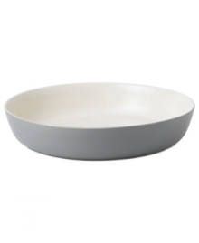 Effortlessly chic, this shallow Simplicity bowl by Vera Wang Wedgwood features a modern silhouette dressed in a neutral cream and gray palette. Effortlessly chic, this shallow Simplicity bowl by Vera Wang Wedgwood features a modern silhouette dressed in a neutral cream and gray palette.