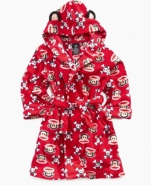 With a super cozy feel and playful ear details on the hood, this Paul Frank robe will make your little monkey extra excited for bath time. With a super cozy feel and playful ear details on the hood, this Paul Frank robe will make your little monkey extra excited for bath time.