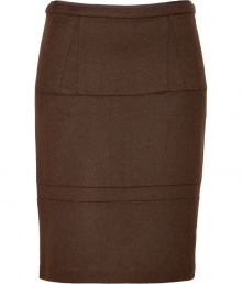 The perfect work separate for dressing up or down, Steffen Schrauts warm chocolate skirt is a must for polished business looks - Hidden side zip, kick pleat - Tailored fit - Team with cashmere pullovers and flawless pumps