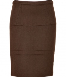 The perfect work separate for dressing up or down, Steffen Schrauts warm chocolate skirt is a must for polished business looks - Hidden side zip, kick pleat - Tailored fit - Team with cashmere pullovers and flawless pumps The perfect work separate for dressing up or down, Steffen Schrauts warm chocolate skirt is a must for polished business looks - Hidden side zip, kick pleat - Tailored fit - Team with cashmere pullovers and flawless pumps