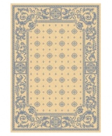 Borrowing from the beautiful tradition of courtyard styling in warm-weather locales, Safavieh's Courtyard collection has a distinctly Mediterranean feel. A special sisal weave allows for a superior clarity of detail, while enhanced polypropylene makes these rugs thankfully low-maintenance and durable. With a cornflower blue pattern, this cream-colored rug is chic, charming and classic all at once. (Clearance)