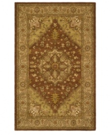 Ancient Persian designs -- captured in a warm, neutral color palette -- are built around a dramatic center medallion on this exquisite area rug from Safavieh. Tufted in India from pure wool, this rug is boasts beautiful complexity that has a striking presence in any space. (Clearance) Ancient Persian designs -- captured in a warm, neutral color palette -- are built around a dramatic center medallion on this exquisite area rug from Safavieh. Tufted in India from pure wool, this rug is boasts beautiful complexity that has a striking presence in any space. (Clearance)