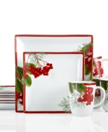 Charter Club's Red Berry square dinnerware set makes every day of the season feel like a celebration in easy-care porcelain bursting with the vibrant botanicals of Christmas. Charter Club's Red Berry square dinnerware set makes every day of the season feel like a celebration in easy-care porcelain bursting with the vibrant botanicals of Christmas.