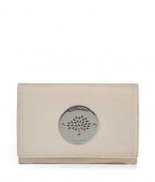 Add luxe to the everyday with this chic leather wallet from It Brit luxury label Mulberry - Streamlined square shape, front logo plaque, textured leather, zip pocket, billfold and card slots - Perfect for daily use or as a thoughtful gift Add luxe to the everyday with this chic leather wallet from It Brit luxury label Mulberry - Streamlined square shape, front logo plaque, textured leather, zip pocket, billfold and card slots - Perfect for daily use or as a thoughtful gift