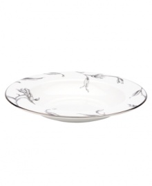 Floral arrangement. Echoing drawings found in an artist's sketchbook, this exquisite Floral Illustrations rim soup bowl from Marchesa by Lenox creates a decidedly elegant statement at any meal. Floral arrangement. Echoing drawings found in an artist's sketchbook, this exquisite Floral Illustrations rim soup bowl from Marchesa by Lenox creates a decidedly elegant statement at any meal.