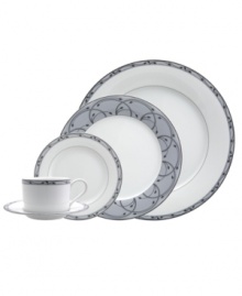 Inspire calm around the table with the effortless grace of Perennial Gray dinnerware from Nikko. Charcoal vines wind across swaths of smoky gray in fine china place settings that are as durable as they are stylish. Inspire calm around the table with the effortless grace of Perennial Gray dinnerware from Nikko. Charcoal vines wind across swaths of smoky gray in fine china place settings that are as durable as they are stylish.