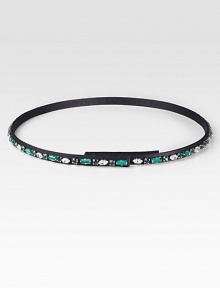 An elegant fabric design with dazzling rhinestone embellishments. Glass stonesWidth, about ½Made in Italy An elegant fabric design with dazzling rhinestone embellishments. Glass stonesWidth, about ½Made in Italy