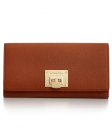 Get organized elegantly with this sophisticated wallet from MICHAEL Michael Kors. Rich leather, gleaming hardware and accent stitching adorn the outside, while the pocket-lined interior lets your carry all your essentials with ease. Get organized elegantly with this sophisticated wallet from MICHAEL Michael Kors. Rich leather, gleaming hardware and accent stitching adorn the outside, while the pocket-lined interior lets your carry all your essentials with ease.