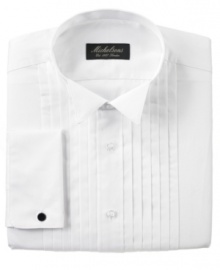 Create a dapper, distinguished dress look with this pleated-front tuxedo shirt from Michelsons of London.