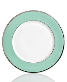 Simply sophisticated, this Color Studio platter from Mikasa boasts bands of turquoise and platinum in timeless bone china. Simply sophisticated, this Color Studio platter from Mikasa boasts bands of turquoise and platinum in timeless bone china.