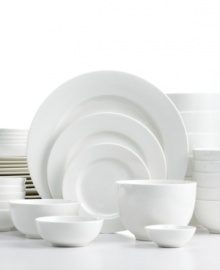 A blank canvas for your finest food creations, this white dinnerware set from Gibson offers timeless service for six. In dishwasher- and microwave-safe porcelain so you can relax and enjoy everyday meals or entertain guests with ease. A blank canvas for your finest food creations, this white dinnerware set from Gibson offers timeless service for six. In dishwasher- and microwave-safe porcelain so you can relax and enjoy everyday meals or entertain guests with ease.
