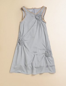 Your young lady will make an entrance in this sophisticated yet sweet frock lavished with large rosettes.V-neckSleevelessBack zipperA-line silhouetteViscoseDry cleanImported Your young lady will make an entrance in this sophisticated yet sweet frock lavished with large rosettes.V-neckSleevelessBack zipperA-line silhouetteViscoseDry cleanImported