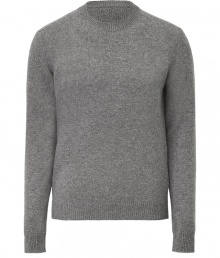 Quietly elegant and effortlessly cool, Jil Sanders light grey wool pullover raises the bar on everyday indispensables - Classic crew neck style, in a soft, densely woven medium-weight Italian wool - Rib trim at cuffs, collar and sleeves - Slim, straight cut - Versatile and polished, seamlessly transitions from work to weekend - pair with slim trousers, chinos or dark denim Quietly elegant and effortlessly cool, Jil Sanders light grey wool pullover raises the bar on everyday indispensables - Classic crew neck style, in a soft, densely woven medium-weight Italian wool - Rib trim at cuffs, collar and sleeves - Slim, straight cut - Versatile and polished, seamlessly transitions from work to weekend - pair with slim trousers, chinos or dark denim